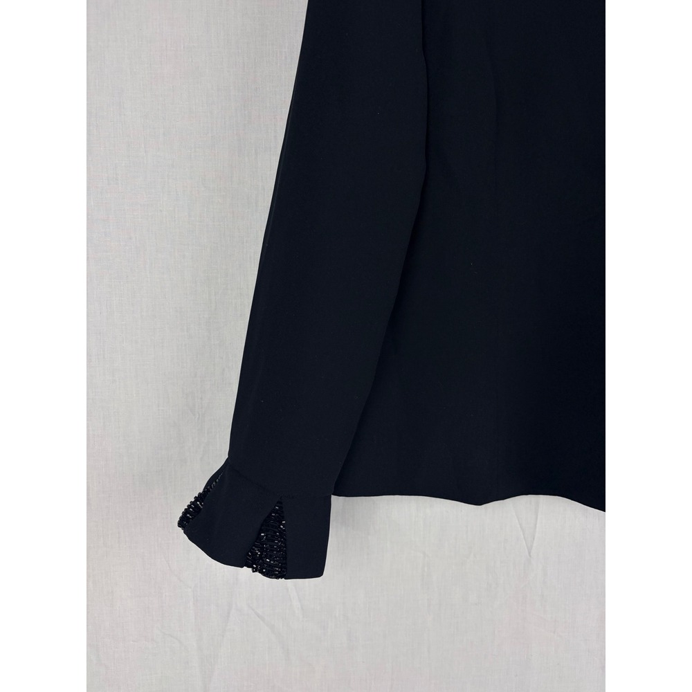 R&M Richards Womens Black Open Front Evening 14P Jacket Beaded Flare Cuff Blazer - Picture 4 of 13